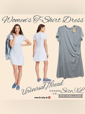 Universal Thread Short Sleeve Ruched Mini T-Shirt Dress Women’s Size XL